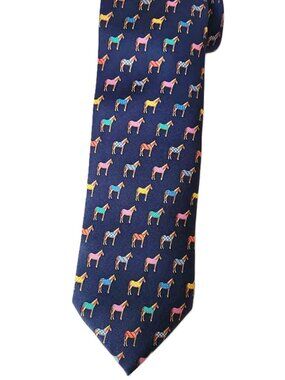 Alynn Silk Horse Blankets Tie Necktie Navy Blue Equestrian Men's